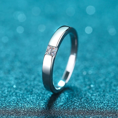 Platinum Plated Square Cut Promise Ring Lia